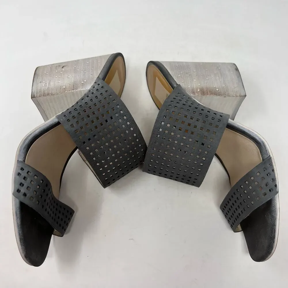 Dolce Vita Esme Double Strap Whitewash Distressed Block Heel Womens Sandal 8.5